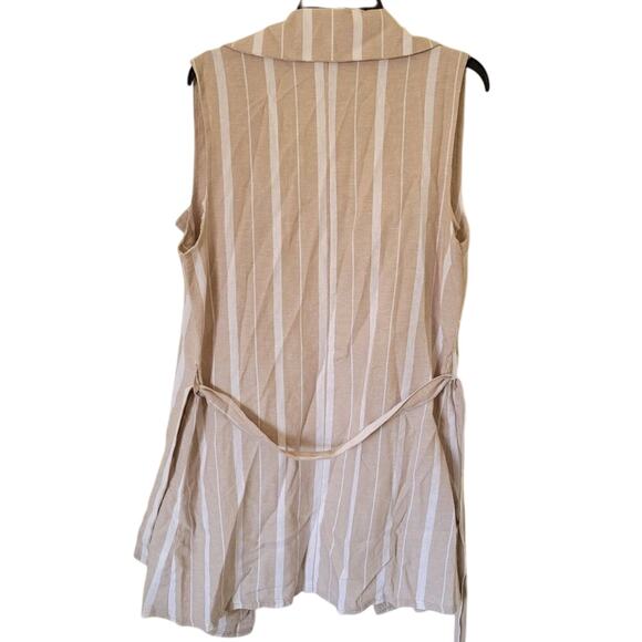 NWT Revamped Linen Belted Vest Cardigan - Size Large - Picture 2 of 7